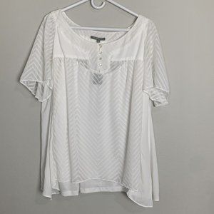 NY Collection 2 Piece Semi Sheer White Shirt And Cami Size 2X NWT